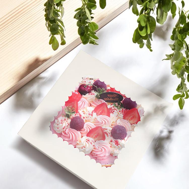 BDL Cake Box for Food Macaron Donut Bakery Cupcake Packaging Paper Boxes Include Cardboard Insert with Clear Window 