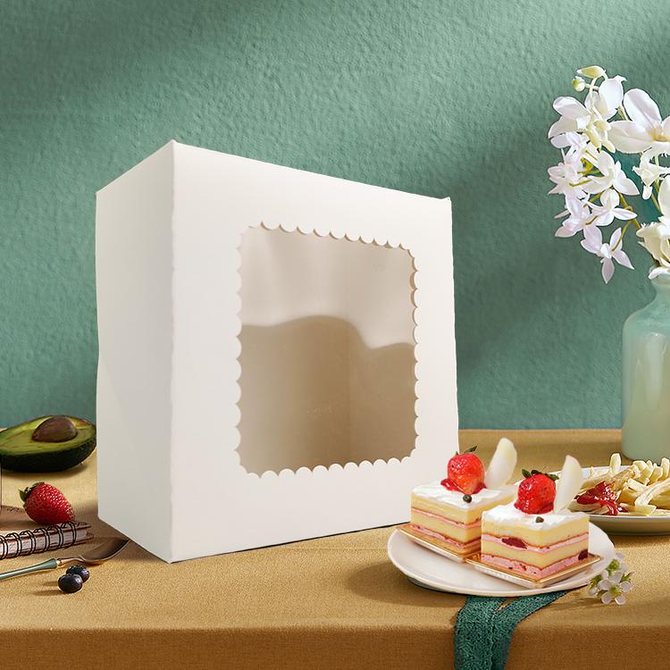 BDL Cake Box for Food Macaron Donut Bakery Cupcake Packaging Paper Boxes Include Cardboard Insert with Clear Window 