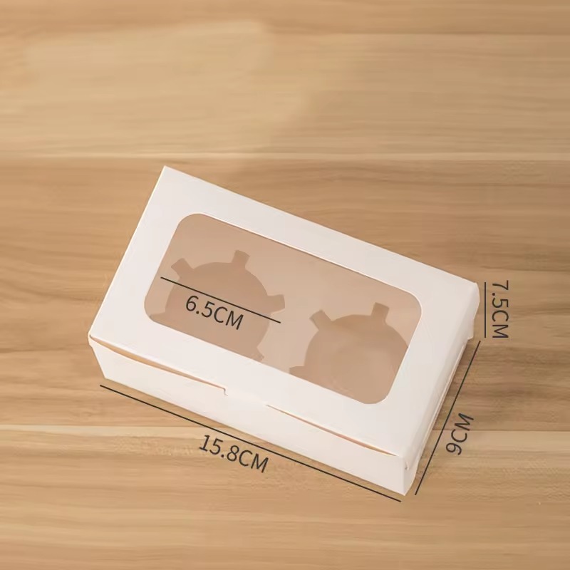 BDL Custom Individual Cupcake Box With PVC Window Foldable White Paper Cup Cake Muffin Packaging Box