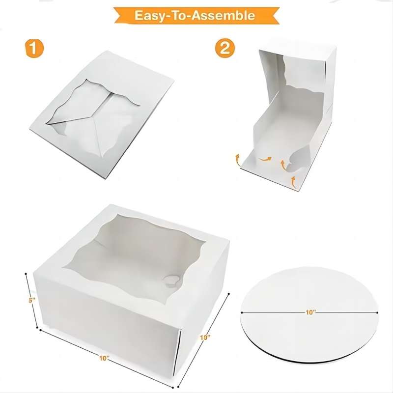 BDL 4x4x2.5 kraft box with clear window cake Box for Wedding Birthday Party Gift