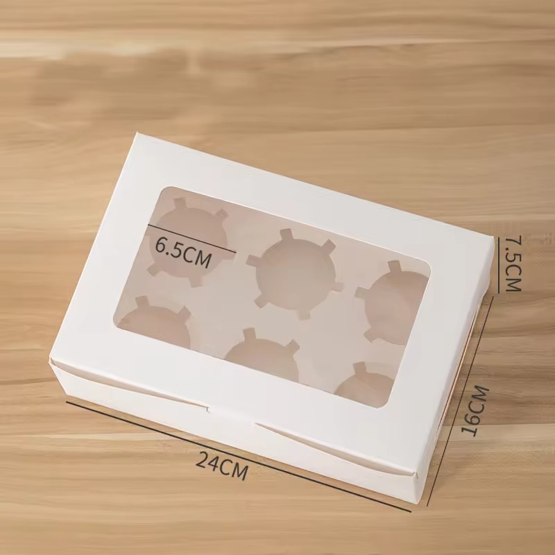 BDL Custom Individual Cupcake Box With PVC Window Foldable White Paper Cup Cake Muffin Packaging Box