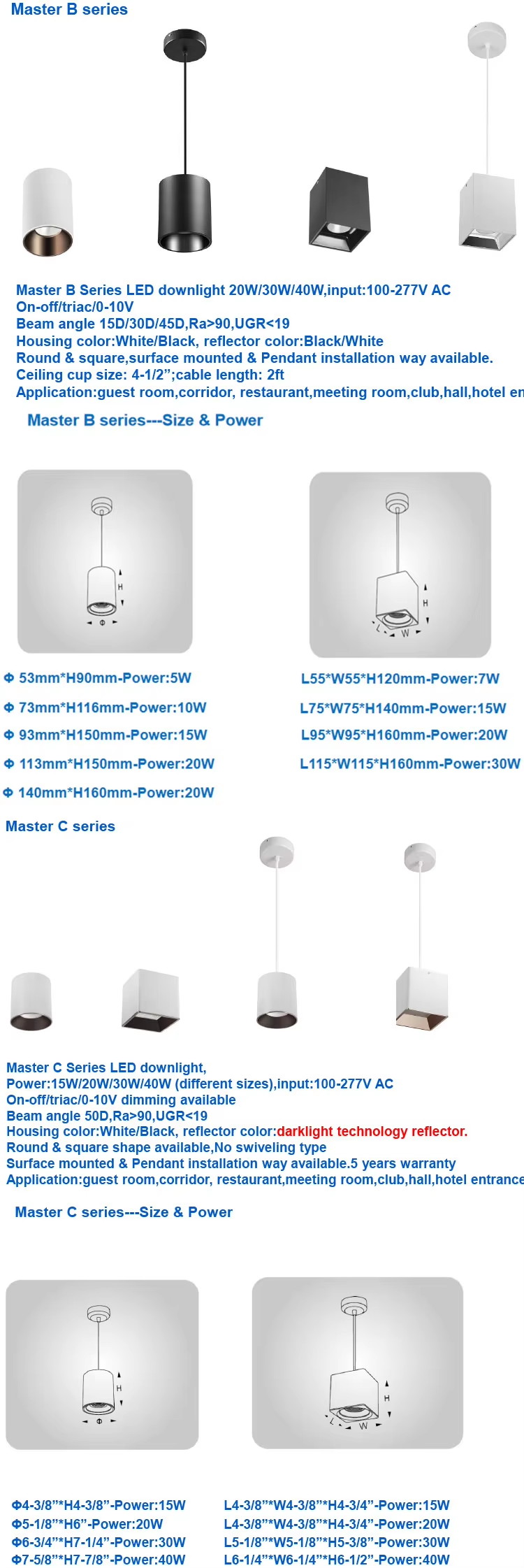 10 Years Gold Supplier CETL ETL Listed Ceiling Downlight Waterproof Downlights 10W 20W 30W