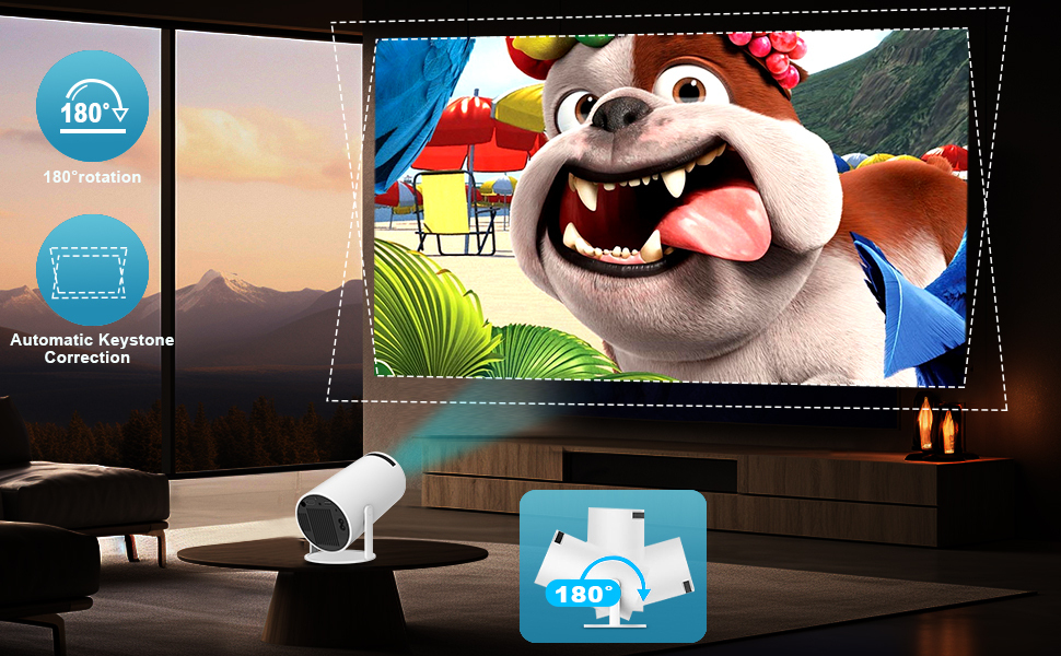 HY300 Mini Portable Projector, Support 4K 1080P with Dual-Band WIFI6 5G Wireless 5.0 Bluetooth Android 11, 180° 