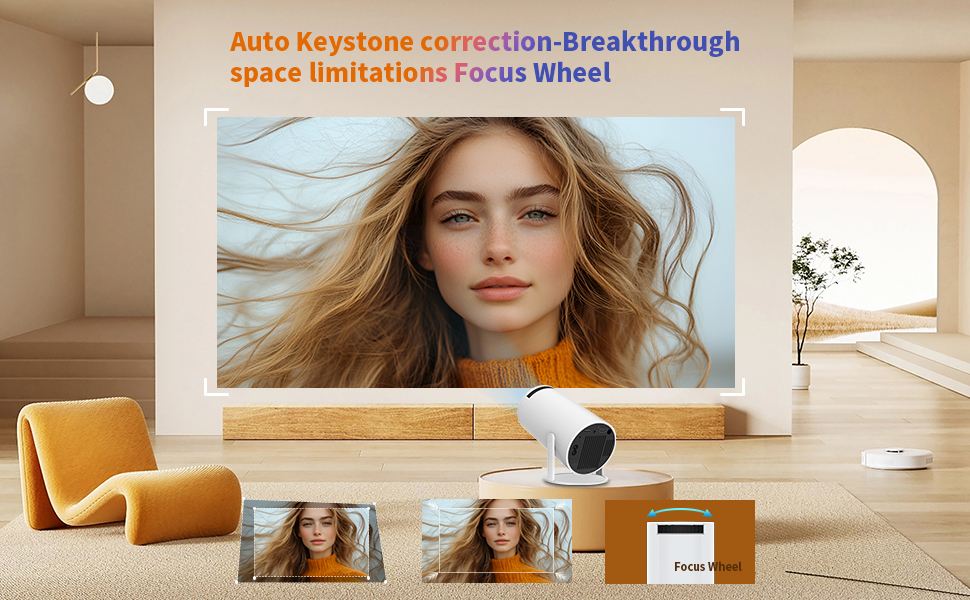 HY300 Mini Portable Projector, Support 4K 1080P with Dual-Band WIFI6 5G Wireless 5.0 Bluetooth Android 11, 180° 