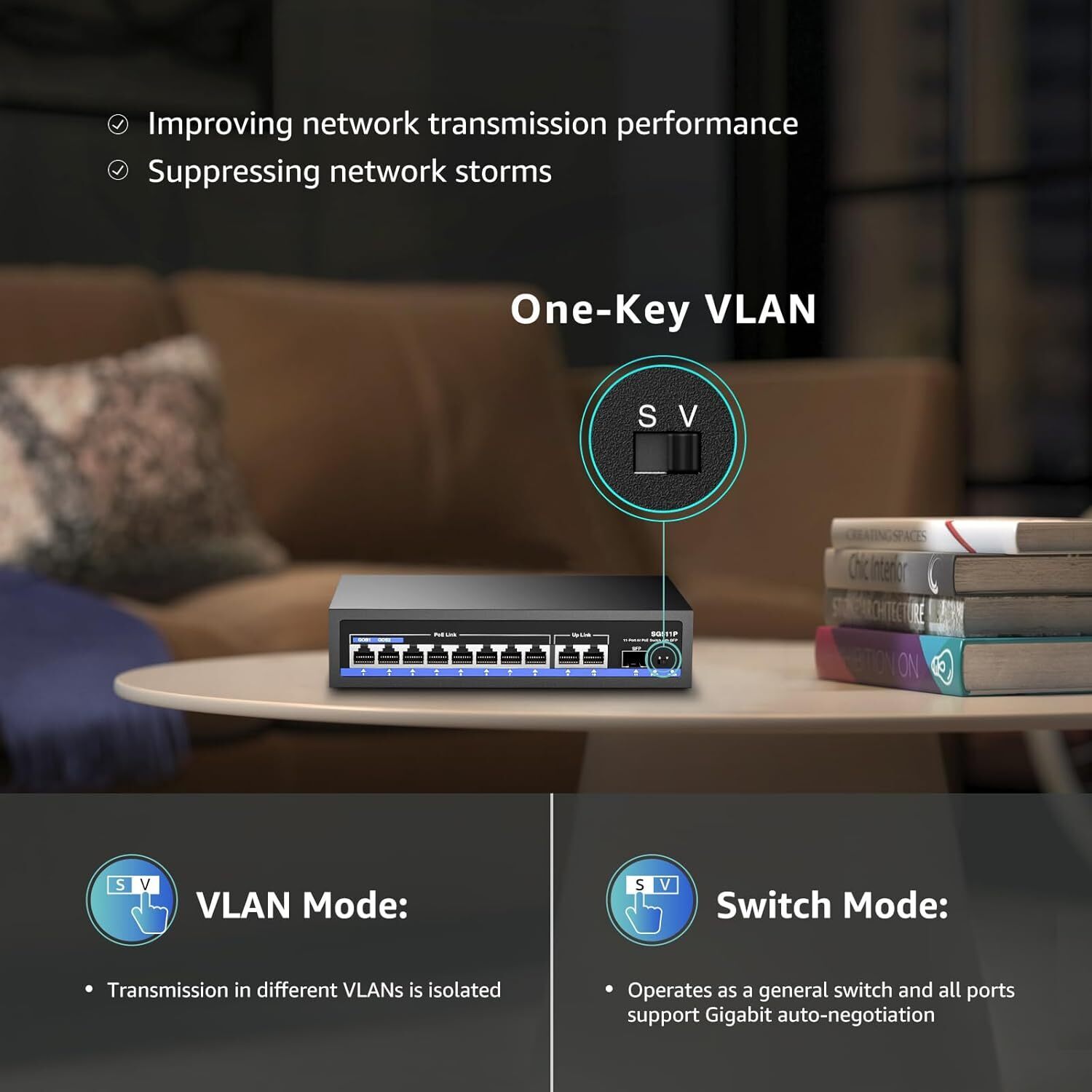 5 Port Gigabit PoE Switch, 4 PoE+ Ports @65W, Desktop, Plug & Play, Sturdy Metal   Shielded Ports, Fanless