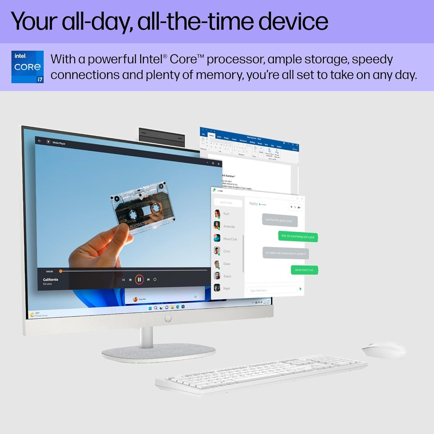 22 inch All-in-One Desktop PC, FHD Display, Intel N200, 8 GB RAM, 512 GB SSD, Intel UHD Graphics, Windows 11 Home