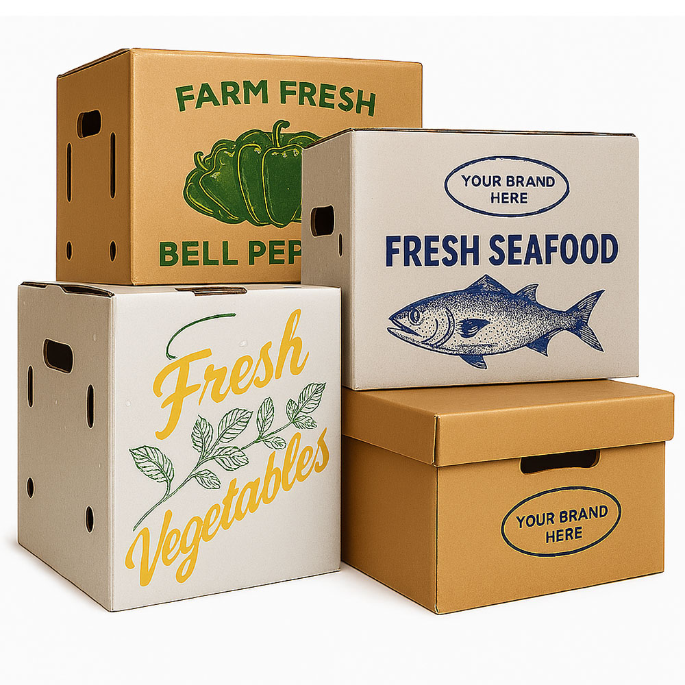 BDL Custom Corrugated Waxed Coated Cardboard Packaging Carton Boxes For Vegetable, Frozen Meat, Seafood