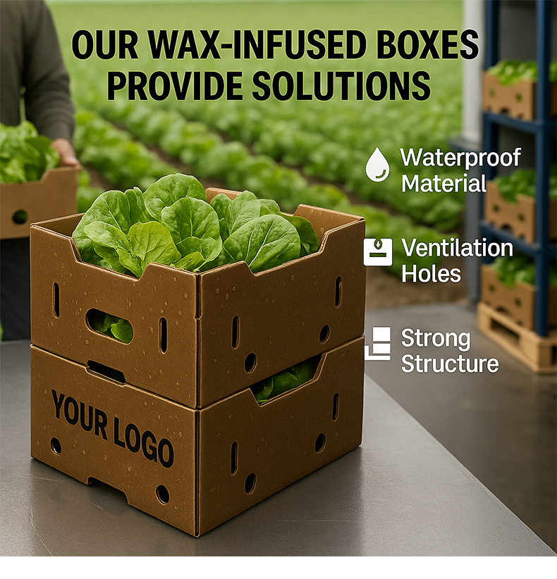 BDL Custom Corrugated Waxed Coated Cardboard Packaging Carton Boxes For Vegetable, Frozen Meat, Seafood