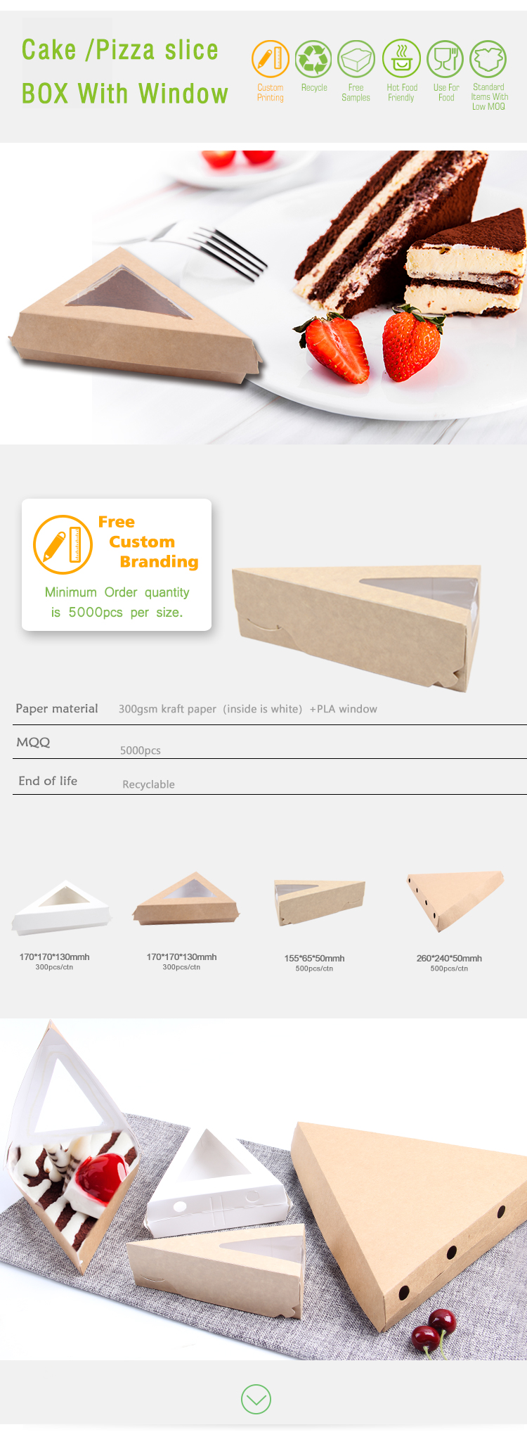 BDL Paper Pizza Slice Box  With Customer Printing,Pizza Slice Box,Triangle Food Container 