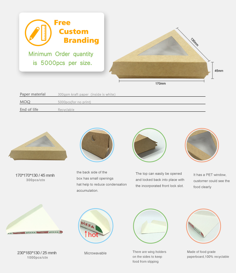 BDL Paper Pizza Slice Box  With Customer Printing,Pizza Slice Box,Triangle Food Container 