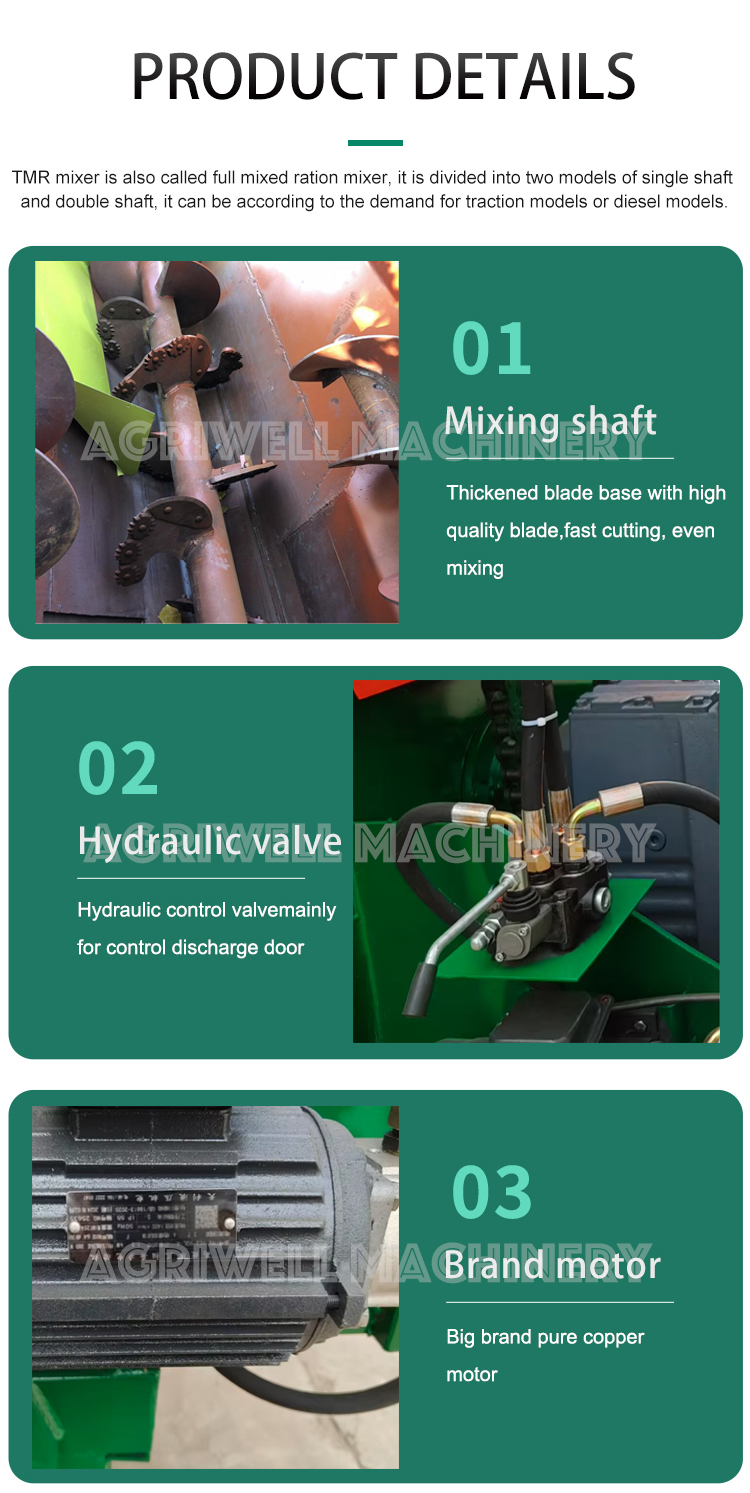 Automatic Horizontal Cow Feed Tmr Feed Mixer Mixing Machine
