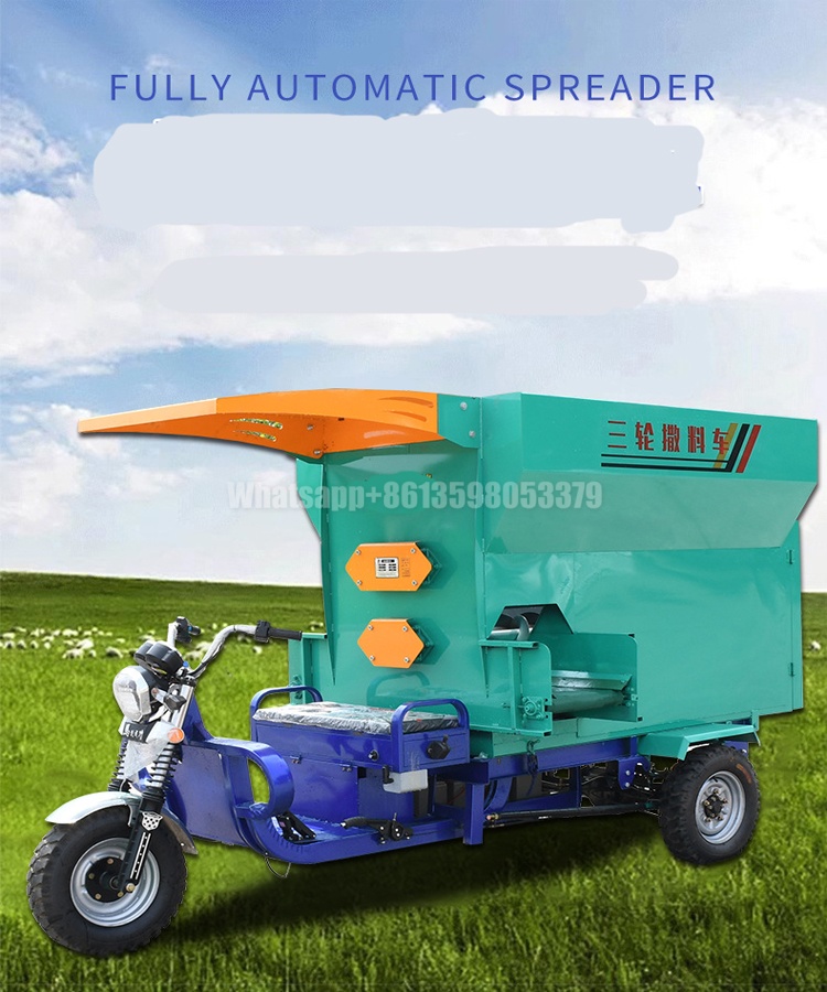 Electric motor type Three Wheel Cattle Farm Spreader Farm animal feed Spreading Machine Three Wheel Spread Feeding Cart