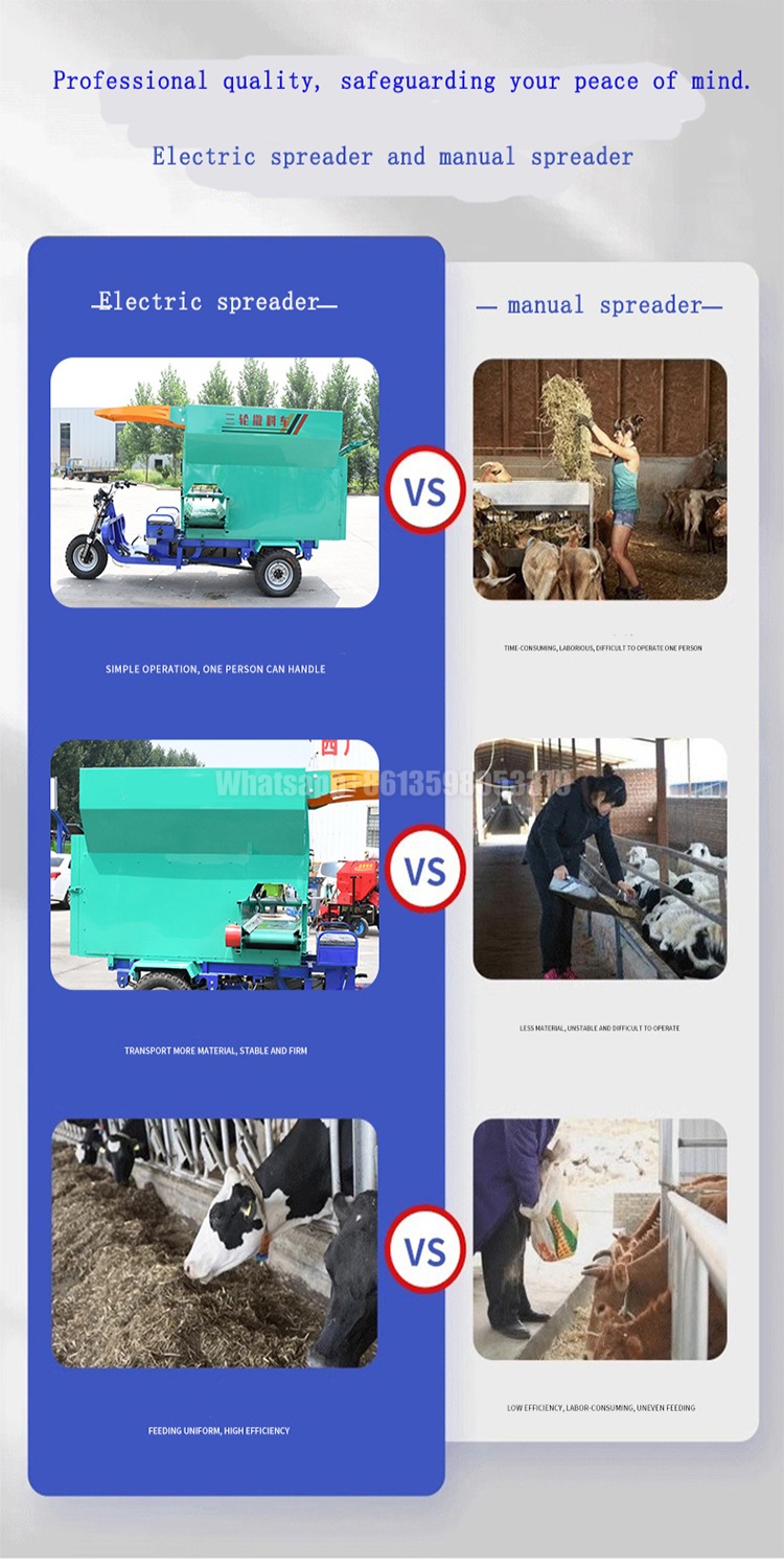 Electric motor type Three Wheel Cattle Farm Spreader Farm animal feed Spreading Machine Three Wheel Spread Feeding Cart