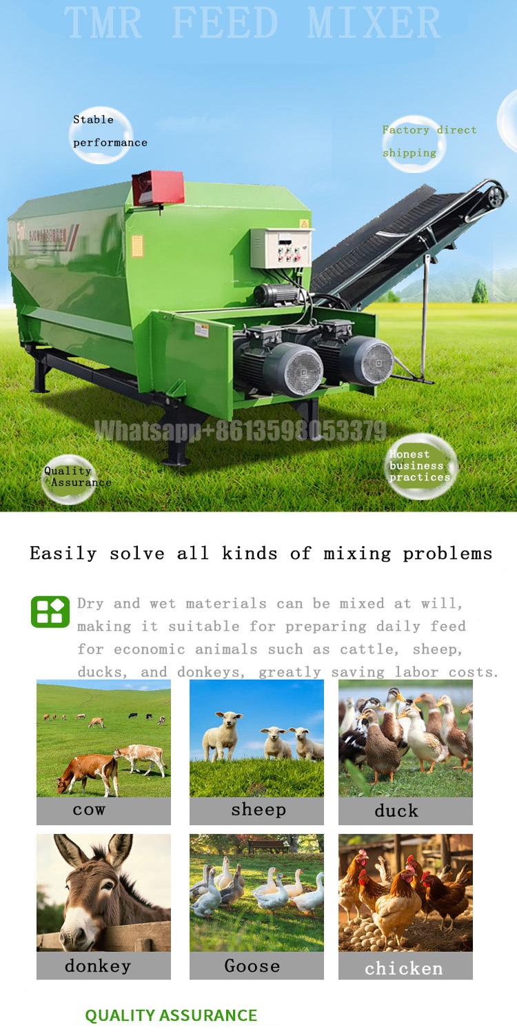 Cow Sheep Animal Feed Food Grass Rice Corn Wheat Straw Forage Tmr Feed Mixer Tmr Factory Supply