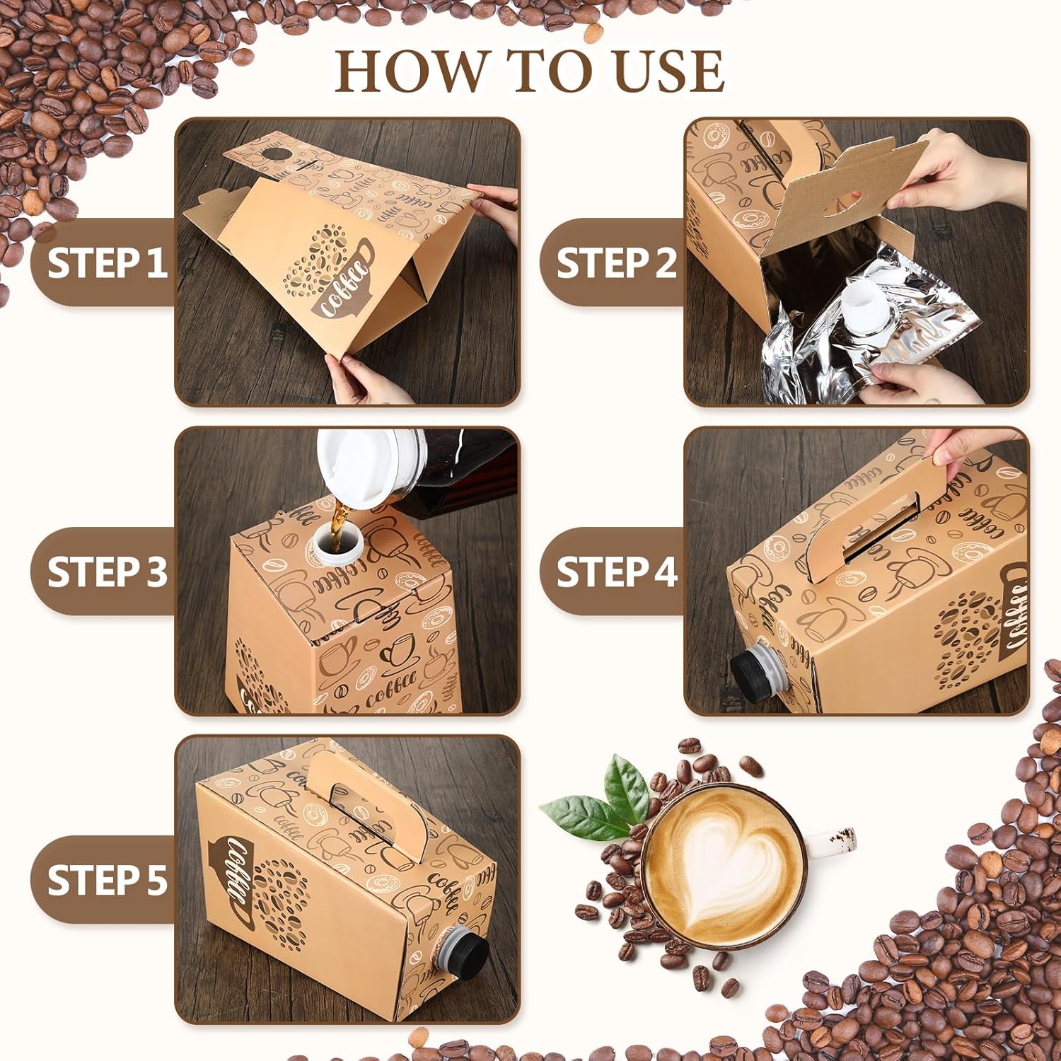 BDL 96OZ Drink Takeaway Box and Bag in Box for Hot Coffee