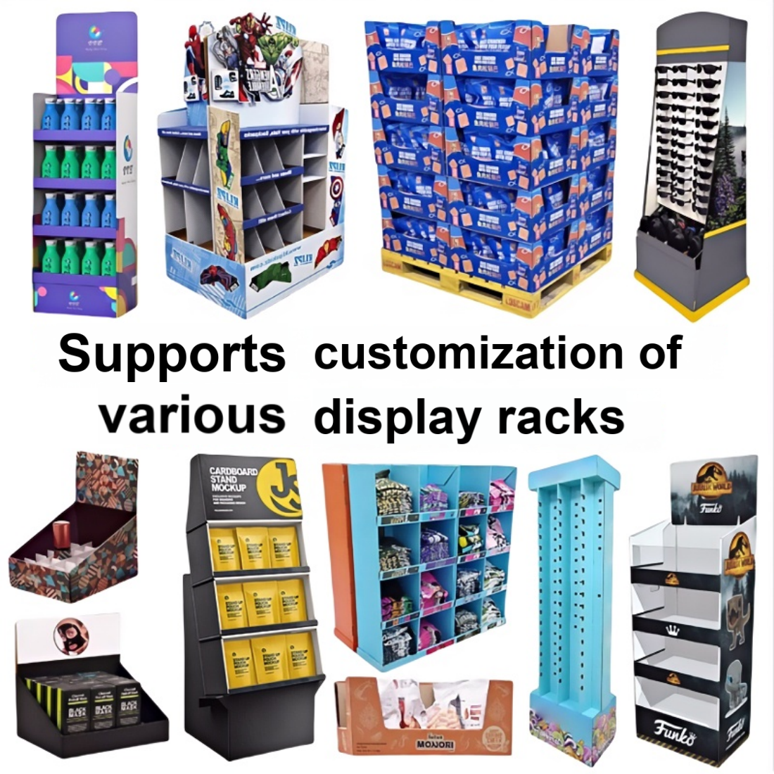 BDL Customized Logo Retail Point of Sales Pop up 4 Tier Paper Stand Shelf Rack Cardboard Floor Display