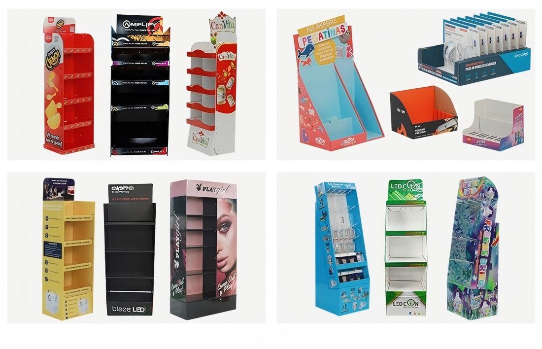 BDL Custom Retail Paper Display Racks Promotion Free Standing Pos Floor Corrugated Stand Pop Cardboard Display