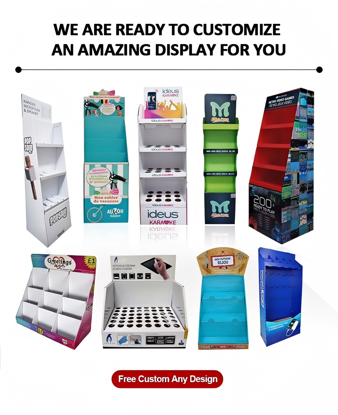 BDL Custom Retail Paper Display Racks Promotion Free Standing Pos Floor Corrugated Stand Pop Cardboard Display