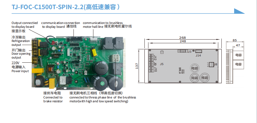 1500W Dual-Speed Compatible FOC DC Brushless Centrifuge Driver Board